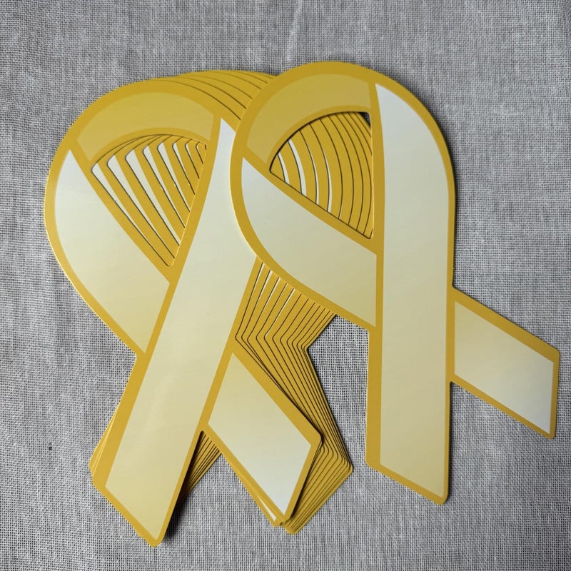 cogont 100pcs Gold Ribbon Shaped Paper Ribbons – Gold Paper Awareness Ribbons for Childhood Cancer, Neuroblastoma Cancer, COPD Awareness, Awareness Campaigns, Fundraising, Decorating - Image 5
